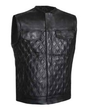 Hunt Club Style Men's Paisley Leather Vest Motorcycle Biker Concealed Carry