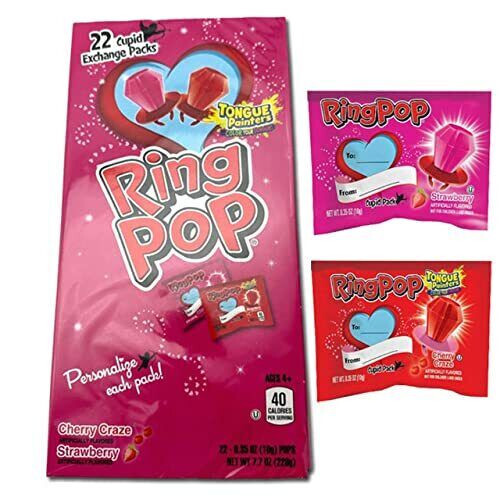 Ring Pops - Tongue Painters - 22 Count - Cherry Craze & Strawberry - BB 09/2025