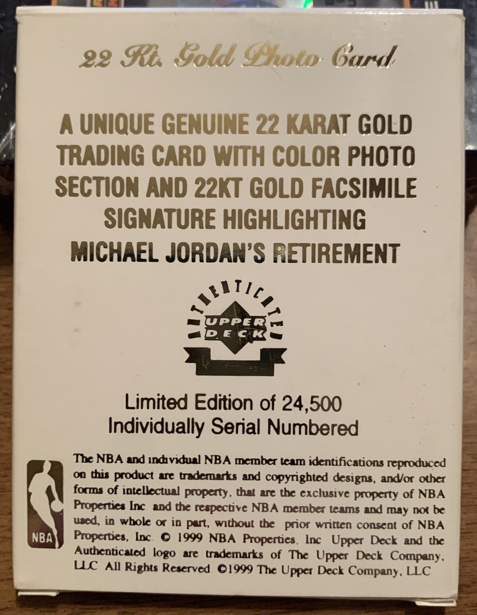 1999 Upper Deck*22KT Gold Card*Michael Jordan Retires Limited