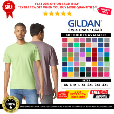 #ad #ad Gildan G640 Mens Softstyle Ringspun Cotton Jersey Knit Crew Neck Plain T Shirt $10.53