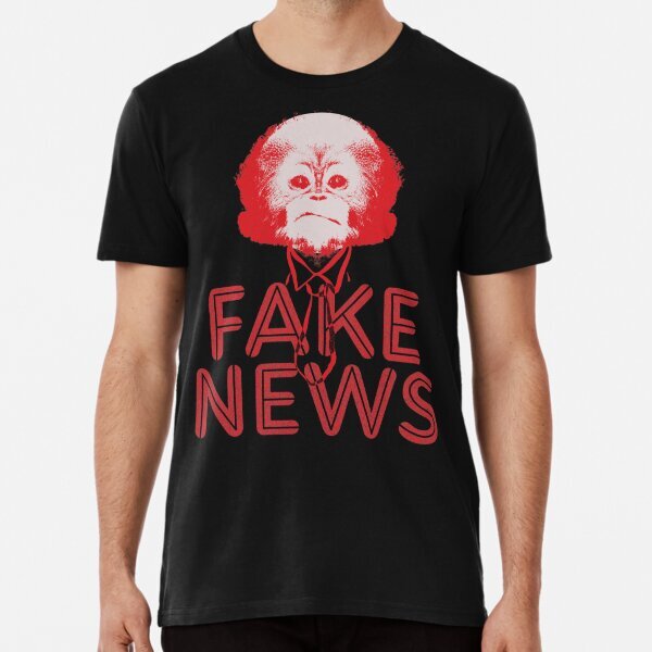 Fake News Monkey Funny Fake News Parody Retro Premium T-Shirt S-5XL