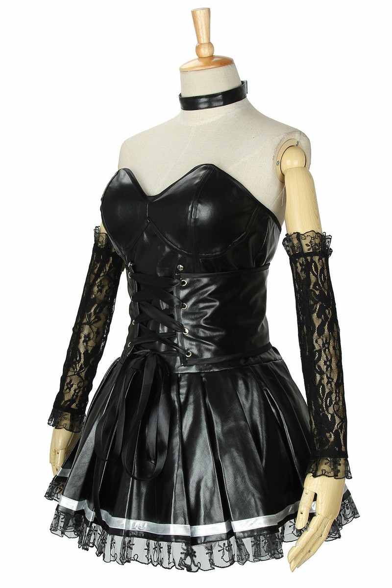 Anime Misa Amane Cosplay Costume Black Strap Leather Gothic Sexy