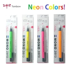 Neon Colors Tombow Mono Zero Eraser Mechanical Pen Style CLICKER Round Thin Pink
