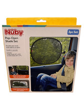 Brand New Nuby Pop Open Car Sun Shade Set 3 Pc Set Small Shade Large Shade