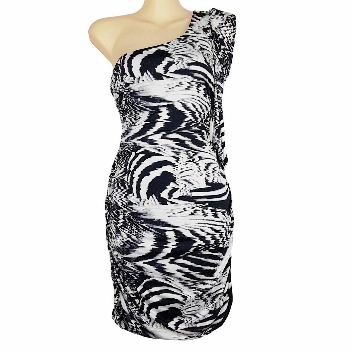 SHEIKE Black White Animal Print Ladies Cocktail Dress Women's Bodycon One  Sleeve | eBay Australia