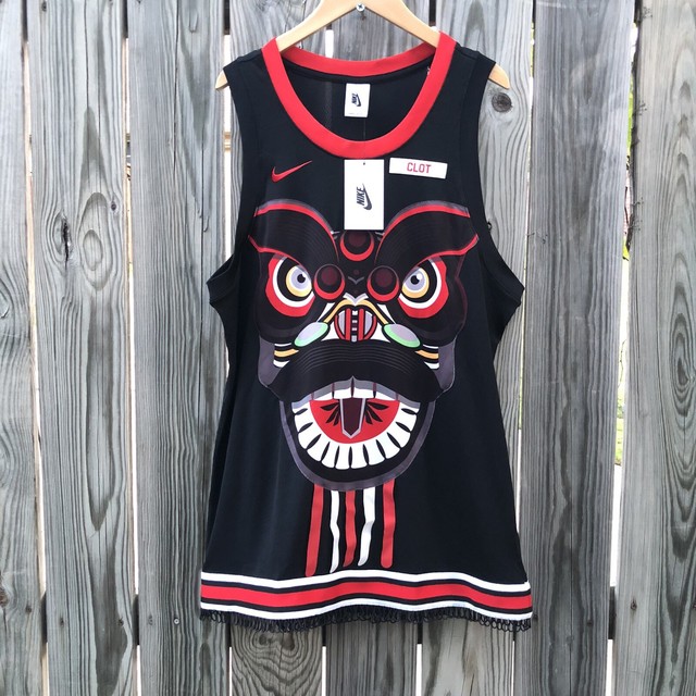 Nike X Clot Men Chinese Lion Dance Jersey BLK Red Ck0094 010 - Large for sale online | eBay