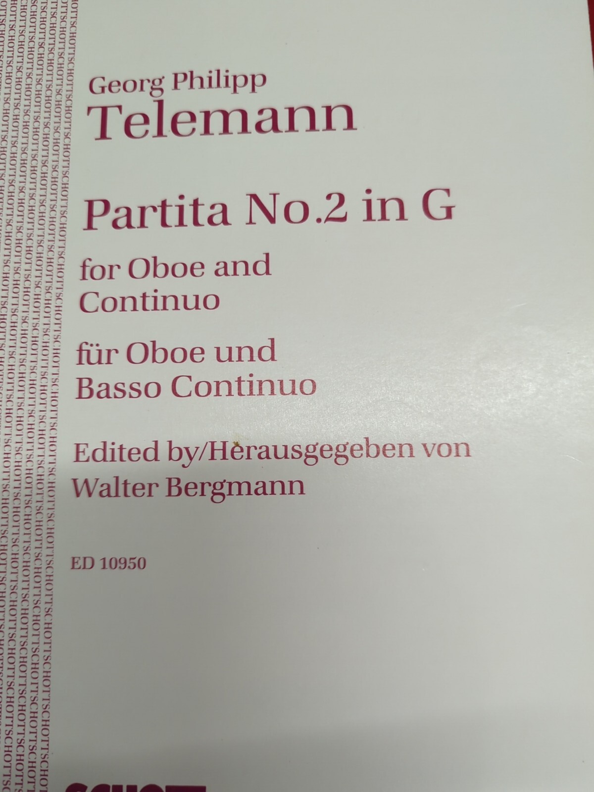 Partita No. 4 in G minor Telemann, Georg Philipp oboe and basso Continuo