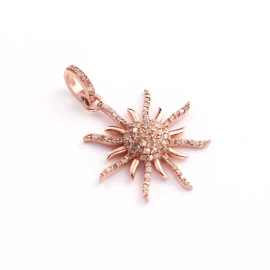 1 Pc Beautiful Pave Diamond Sun burst Pendant- 925 Sterling Silver -you choose - Image 3 of 4