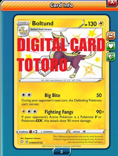 Digital Card Shiny Boltund Sv040 Sv122 Shining Fates Shiny Vault Pokemon Tcg Ebay