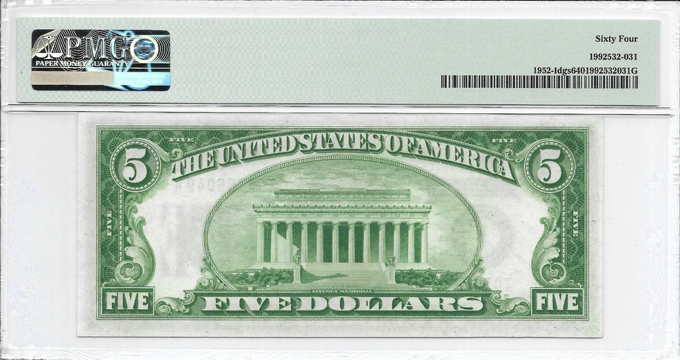 1928B $5 MINNEAPOLIS FRN. PMG Choice Uncirculated 64 Banknote. - Image 2 of 2