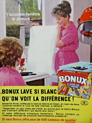 PRESSEWERBUNG 1964 BONUX LAVA SO WEISS, DASS MAN DEN UNTERSCHIED SIEHT