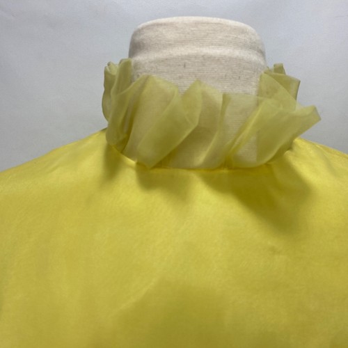 Vestido Lorrie Deb Vintage Años 60 Pequeño Amarillo Chifón Volantes Bordado Bordado Margarita - Imagen 3 de 11