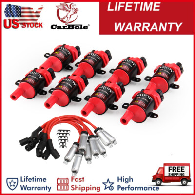 D585 Ignition Coil & Spark Plug Wires Pack For CHEVY Silverado GMC 4.8 5.3 6.0L