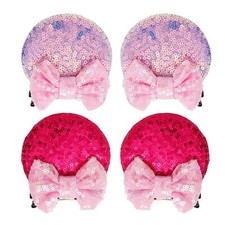 Sequin Mouse Ears Clips 2 Pairs Hair Bows Girls Party Cosplay Christmas Decor