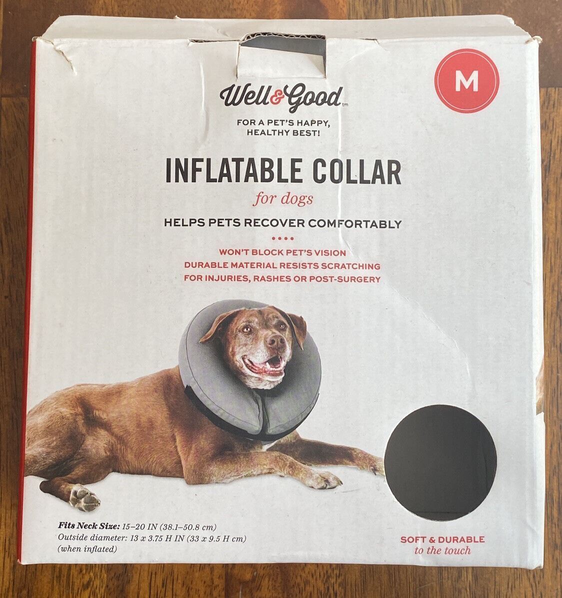 S L1200 Well &Amp; Good Inflatable Collar For Dogs Size M, Grey, Pet Supplies, Pet Care