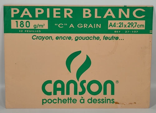 Canson Paper Pouch A4 180g/m2 Grained White Paper 12 Sheets - New