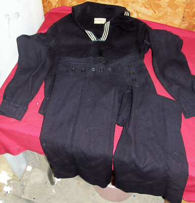 WWII US Navy Sailors Enlisted Dress Blue Service Uniform 13 Button Bell  Bottoms | eBay
