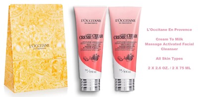 2 PC L'Occitane Cream to Milk Massage Activated Cleanser 2 X 2.6 OZ. New In Bag