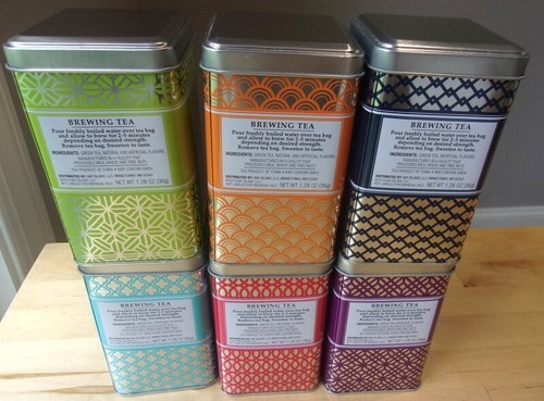 BROWNE & ASHLEY SET OF SIX TINS WITH GOURMET FLAVORED GREEN TEAS, 2019, NEW - Picture 4 of 13