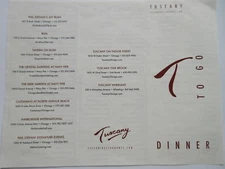 Tuscany Restaurant To Go Menu Chicago IL
