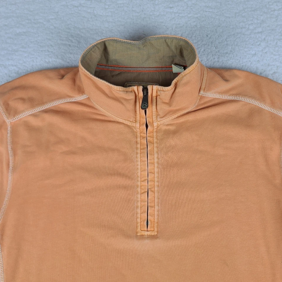 Tommy Bahama Jeans Sweater Mens XL Pale Salmon Orange Quarter Zip Sweatshirt - Image 3 of 4