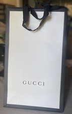 NEW Authentic GUCCI Black and white Paper Shopping Gift Bag 15 9 3.25