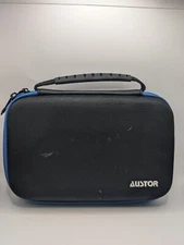 Nintendo 3DS XL DS DSi Lite Austor Carry Case Black w/ Blue Trim - Used& Cleaned