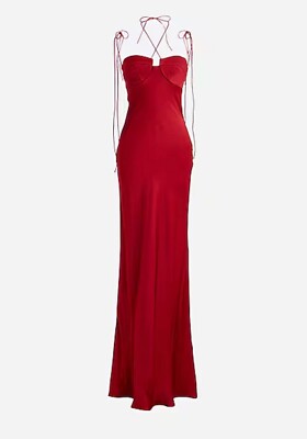 anna october red dress Anna October Terrin Maxi Dress in Red Top & Light Pink