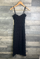 By Anthropologie Talia Midi Dress Size XS Black Textured Strappy Slip Sexy