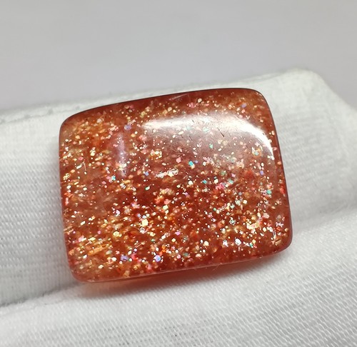 Natural Flashy Orange Sunstone Cabochon Cushion Shape Gemstone Jewel 20.5 Cts - Picture 6 of 6