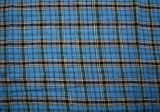 1/2 Yard Blue White Navy Plaid Cotton Linen Fabric 20" X 42"