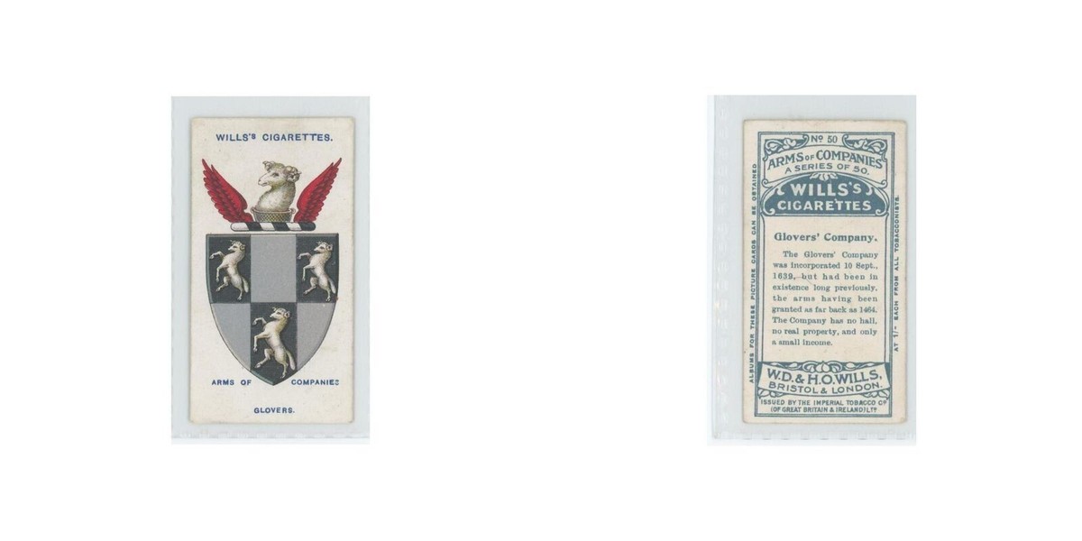 1913 Wills's Cigarettes Arms of Companies Glovers' #50
