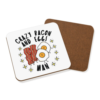 Crazy Bacon And Eggs Man Stars Untersetzer Getränke Matte Lustig Essen Liebhaber Frühstück