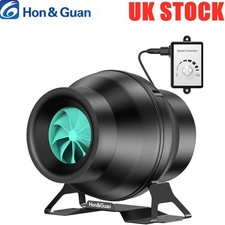 Hon&Guan 100mm 4inch Inline Duct Fan HVAC Exhaust Blower with Speed Control