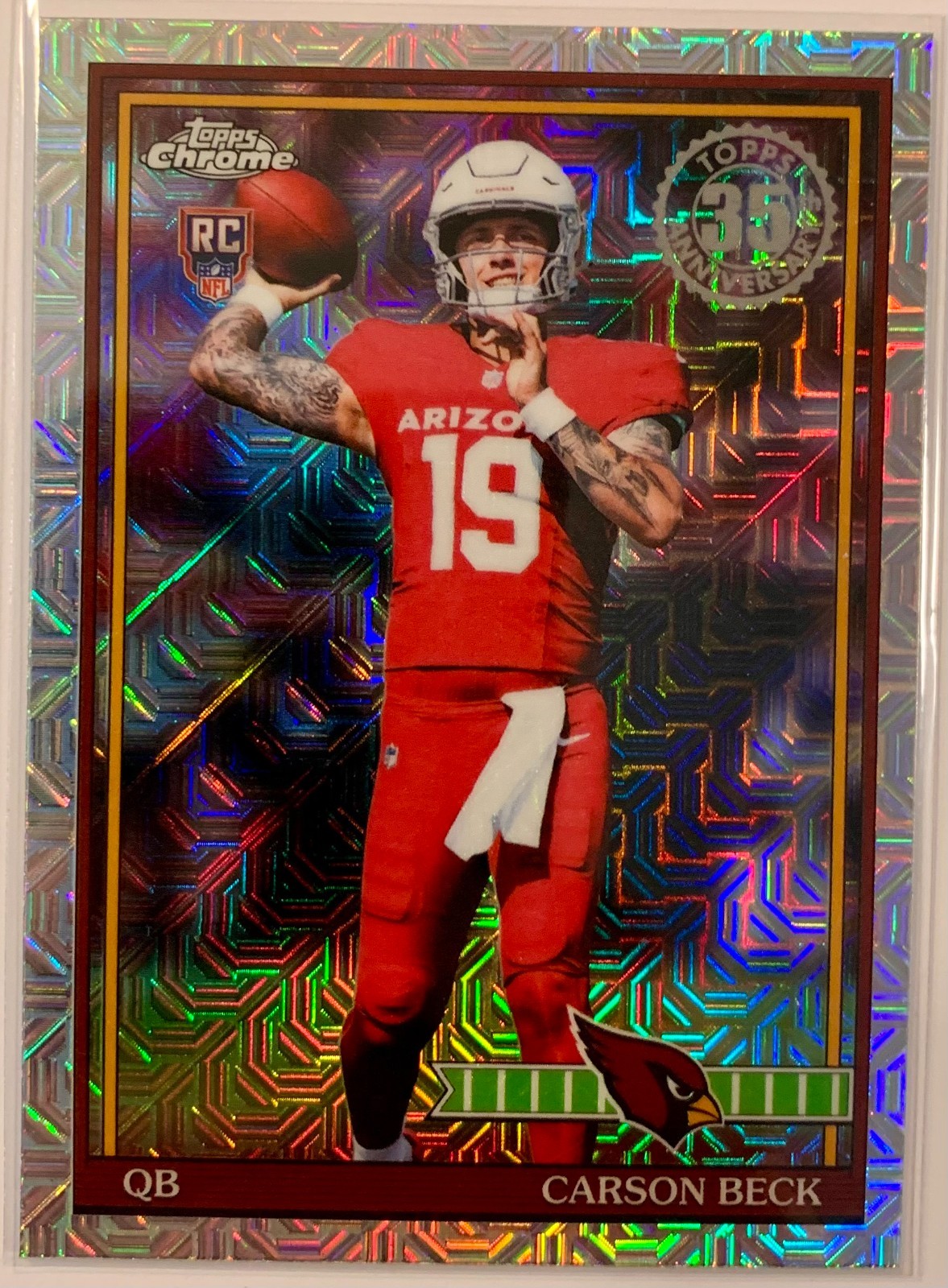 2026 Topps Flagship Carson Beck #91TRC-5 1991 Chrome Rookie Mojo Refractor RC