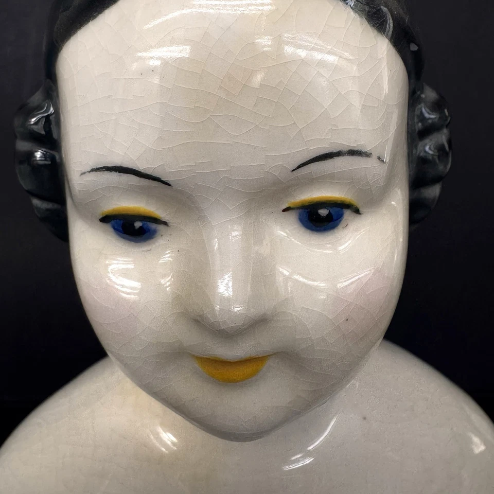 Lote de 2 cabezas de muñeca de porcelana antiguas/vintage Foto 3 de 4