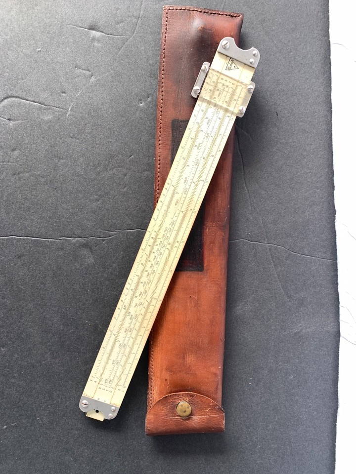 A Pickett aluminum slide rule — Pickett's all-metal rules were famously taken to the Moon on Apollo missions, so this is the same model astronauts trusted with their lives.