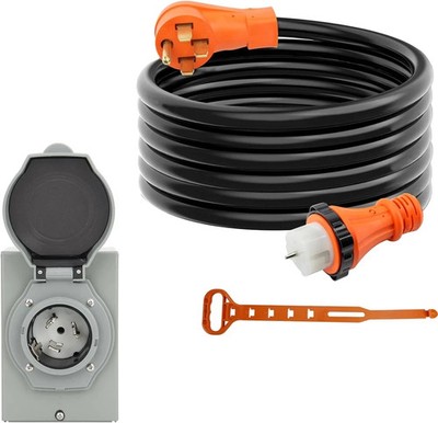 50FT 50 Amp Generator Cord & Power Inlet Box Waterproof Combo Kit, ETL Listed