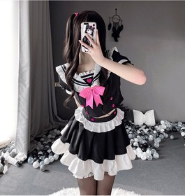 Cute Maid Uniform Girl Women Sexy Lingerie Sailor Cosplay Costume Roleplay Dress