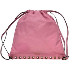 Valentino Garavani Drawstring Pouch Pink  Item Leather Studs Used VALENTINO