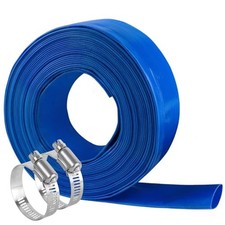2.5" x 25 FT PVC Lay-Flat Backwash Hose for Swimming 2 1/2 in x 250 ft Blue