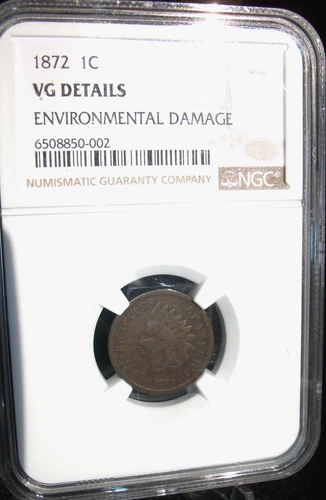 1872 Indian Cent NGC VG Details