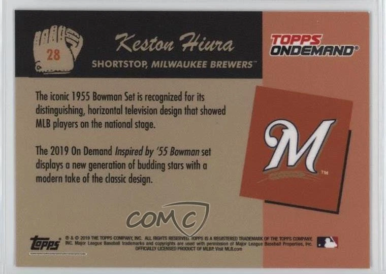 2019 Topps On Demand 1955 Bowman Online Exclusive /2500 Keston Hiura Rookie RC - Image 2 of 2