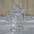 Vintage Cut Crystal Mustard Jar With Notched Lid Waterford style * Irish Glass