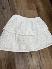 Wonder Nation Girls White Eyelet Tiered Cotton Pull-On Skirt 10-12