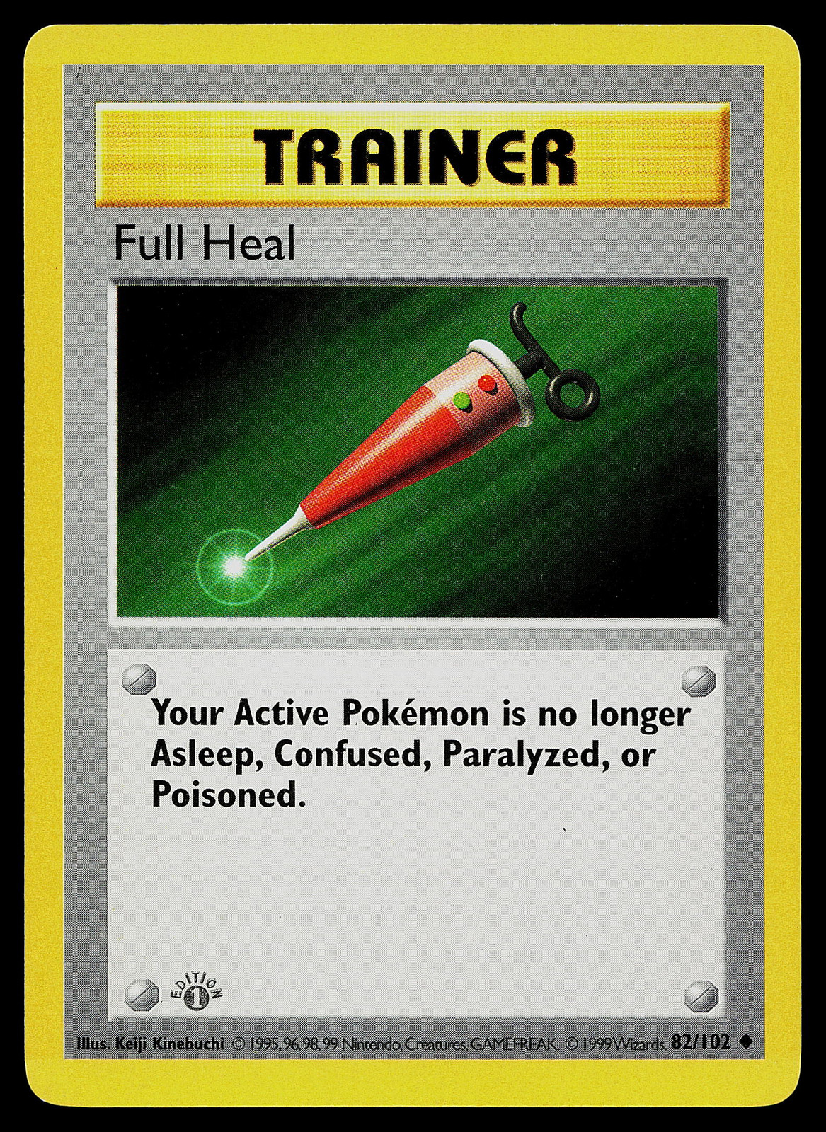 Pokemon Card - Full Heal 1st Edition Base Set (Shadowless) 82/102 Uncommon