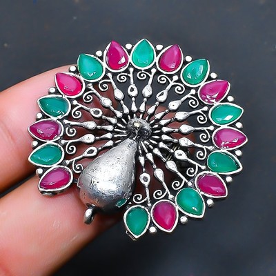 Kashmir Red Ruby, Emerald Handmade Jewelry Ring US Size 6.5