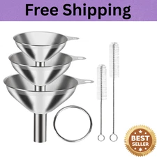 6 Pcs Stainless Steel Mini Funnels for Kitchen Use Large Tiny Small Funnel Set 3