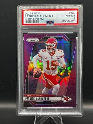 2024 Prizm Patrick Mahomes Purple Prizm #15/125 PSA 8 Jersey Number JSY#