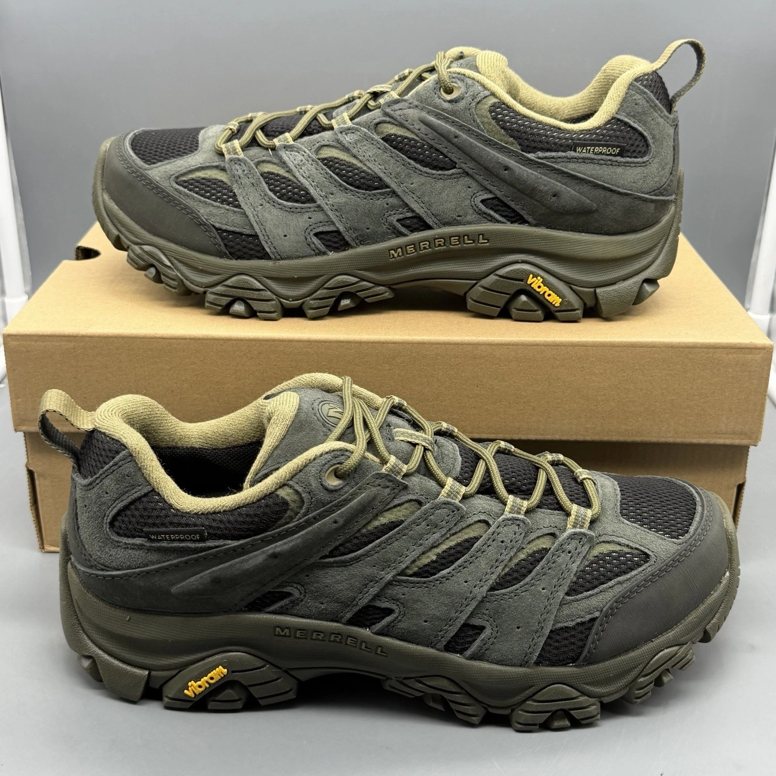 Merrell Moab 3 Waterproof Men’s 8.5 W Wide Trail Hiking Shoes Black/Beluga NWB!
